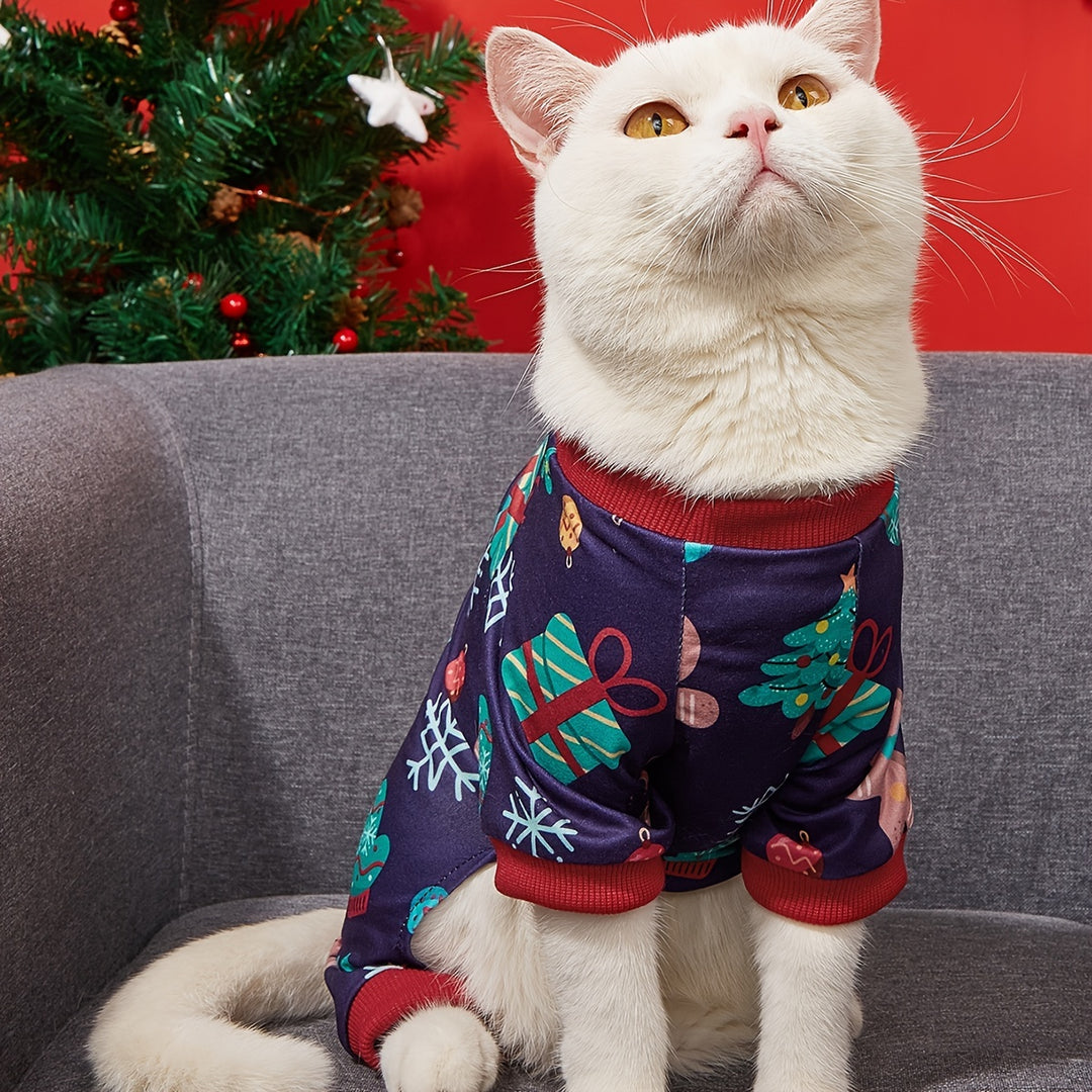Christmas Pet Clothes, Festive Dog Bodysuit Cat Coat, Pet Apparel, For Small & Medium Dogs - PetDocile