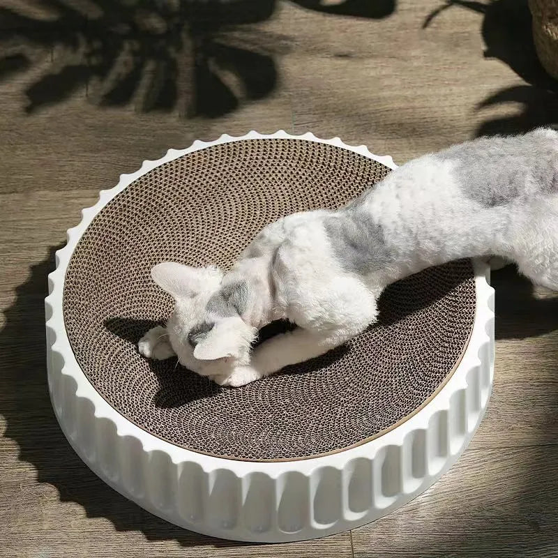 Round Cat Scratcher Pad Grinding Claws Cardboard Corrugated - PetDocile